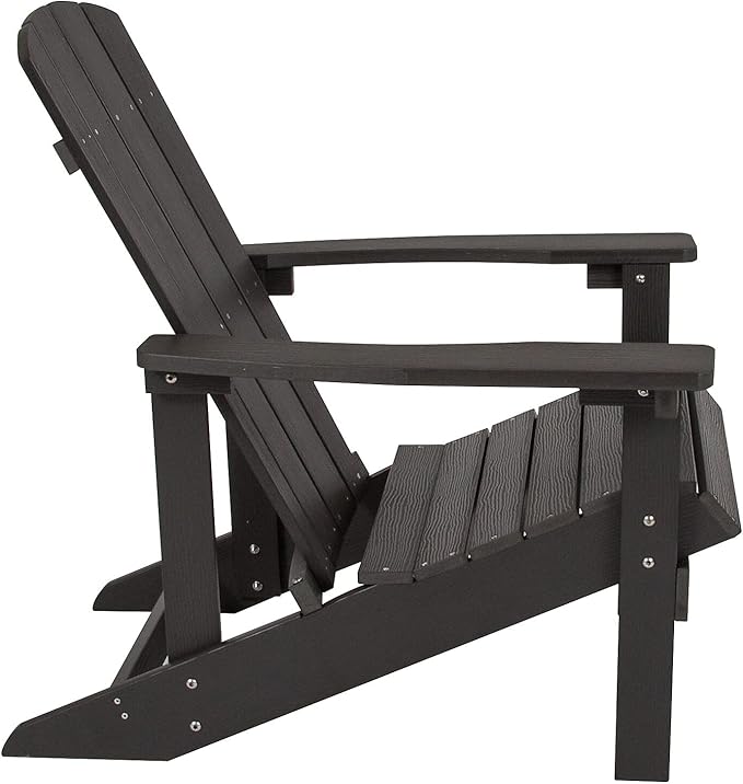 Flash Furniture Charlestown Poly Resin Adirondack Chair - Slate Gray - All Weather - Indoor/Outdoor - Set of 2