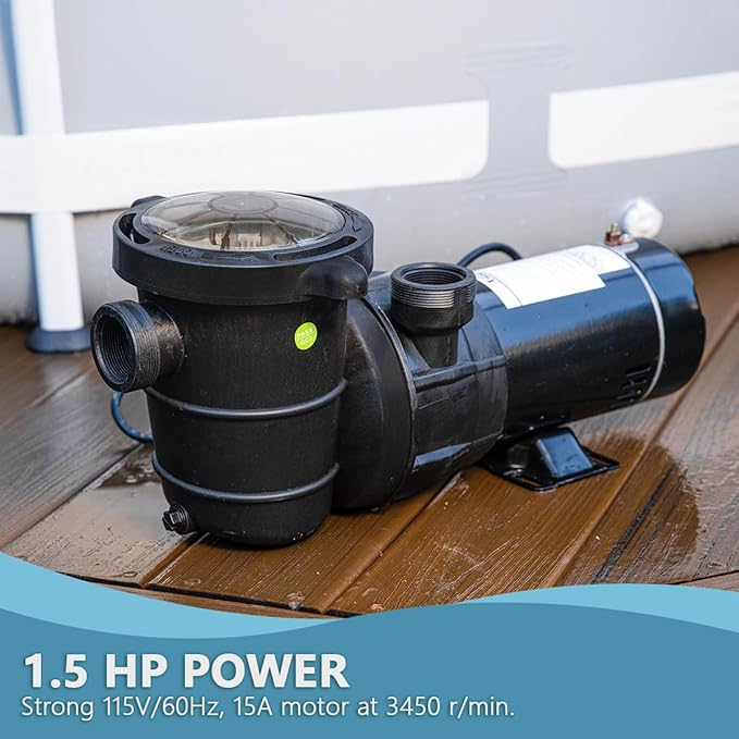 XtremepowerUS 1.5HP High Flow Pool Pump Self Prime Above Ground Swimming Pool Spa Pump 1.5" Strainer Basket Filter