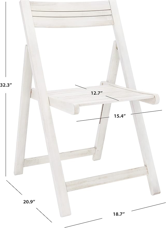 SAFAVIEH Outdoor Collection Kerman White Acacia Wood Hexagon Table & 4 Chair Foldable Set (Fully Assembled)