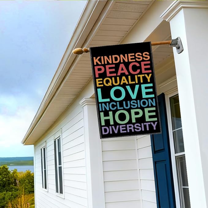 RZHV Kindness Peace Equality Love Inclusion Hope Diversity Double-Sided Garden Flag for Outdoor House Yard Sign Garden Decor Parade, Inclusive Outdoor Banner, Kindness Social Justice Yard Sign