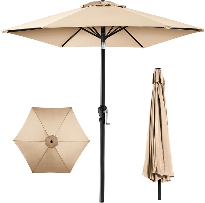 Best Choice Products 10ft Outdoor Steel Polyester Market Patio Umbrella w/Crank, Easy Push Button, Tilt, Table Compatible