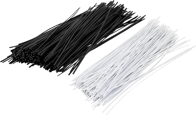 Piutouyar Black and White Metallic Twist Ties 6 Inch / 150mm, Twist Ties with Rugged Metal Innercores, Reusable Fastening for Cable Organize(250Pcs)