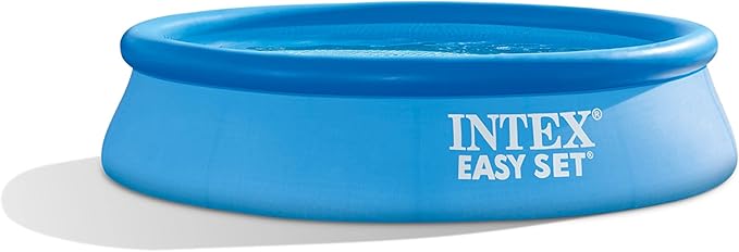 INTEX 28107EH Easy Set Inflatable Swimming Pool Set: 8ft x 24in – Includes 330 GPH Cartridge Filter Pump – Puncture-Resistant Material – 513 Gallon Capacity – 18in Water Depth