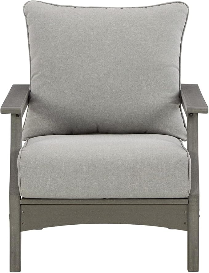 Signature Design by Ashley Outdoor Visola Lounge Chair, 2 Count, Foam Cushion, Nuvella Weather Resistant Fabric, HDPE Material, 30" W x 32.5" D x 37" H, Gray