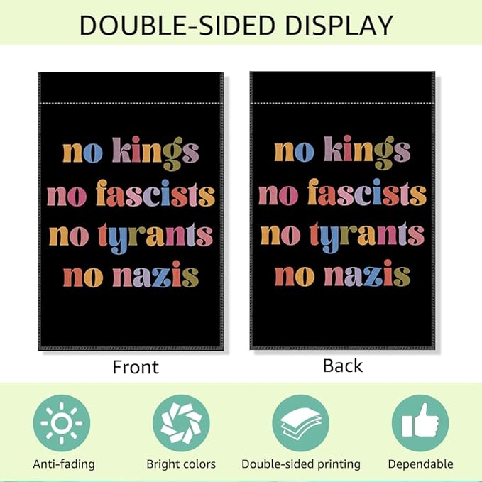 RZHV No Kings Double-Sided Garden Flag for Outdoor House Yard Sign Garden Decor Parade, Equal Kindness Democracy Outdoor Banner, Kindness Social Justice Political Yard Sign Decorations