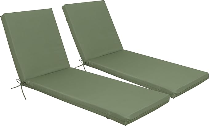 Only choice Outdoor Chaise Lounge Cushion Set of 2, 75" x 24" Lounge Chair Cushion Water-Resistant & Fade-Resistant for Lawn, Pool, Replacement Seat Cushion for Patio (Oliver Green)