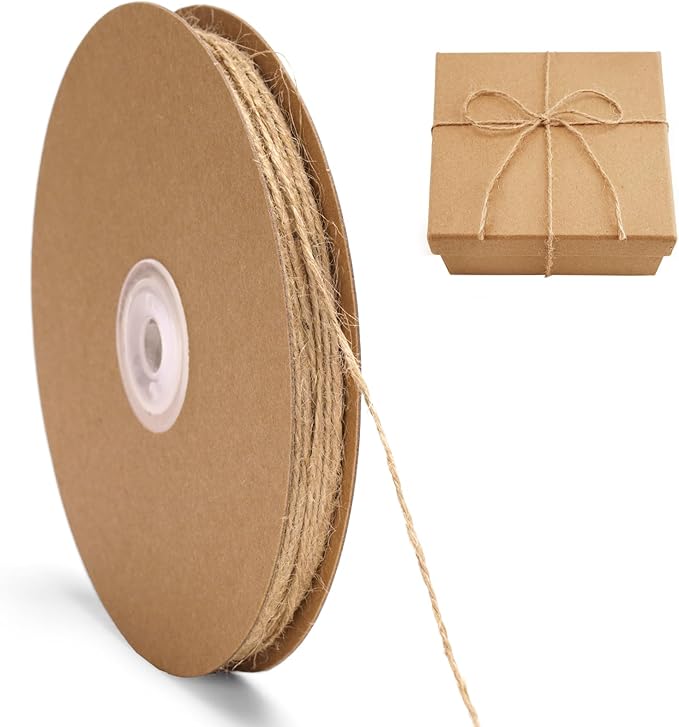 G2PLUS 328FT Jute Twine 1.5mm 2 Ply Natural Craft Twine String for Gift Wrapping, DIY Crafts, Gardening & Home Use