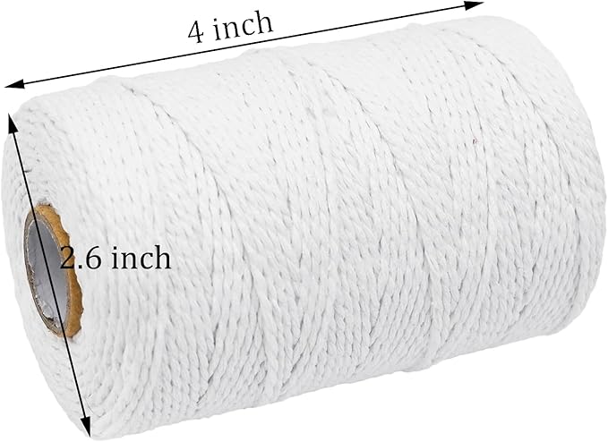 Butchers Twine String,500 Feet Natural Cotton Kitchen Twine String Cooking for Crafts Roasting Gift Wrapping DIY Decoration Gardening Packing Materials,Natural White