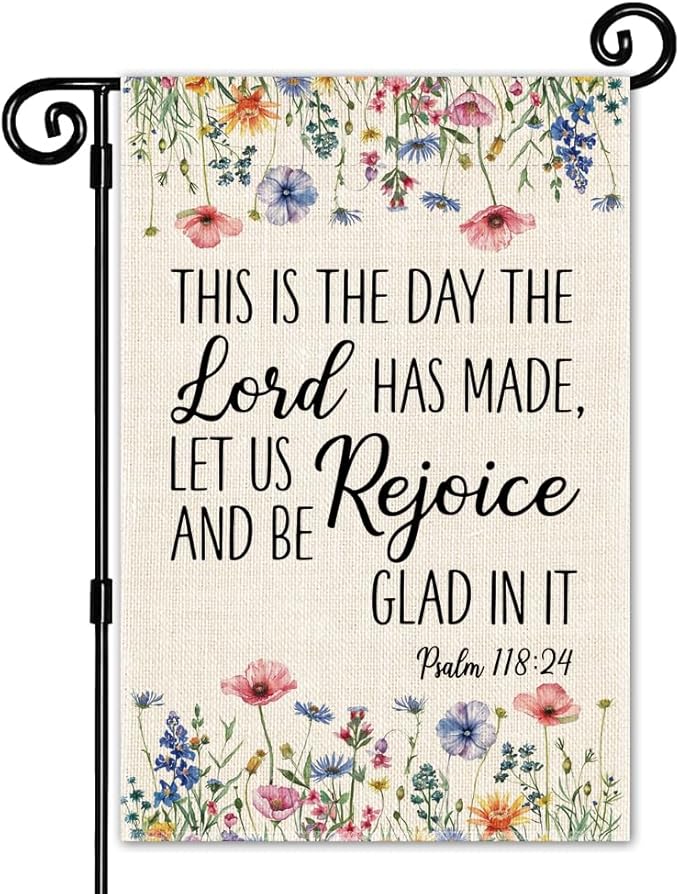 This Is The Day The Lord Has Made, Psalm 118:24 Garden Flag, Double Sided Yard Outdoor Farmhouse Lawn Porch Decor Flag, Bible Verse Decor, Christian Home Decor Gifts for Women Coworker Friend