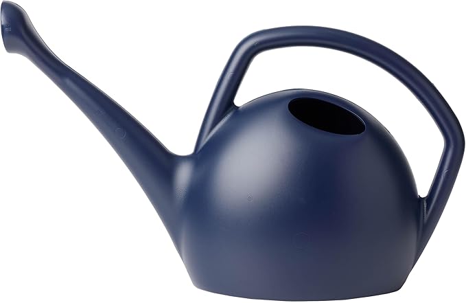 Bloem Rhino 2 Gallon (256 Fl Oz) Navy Blue Resin Watering Can for Indoor and Outdoor Use