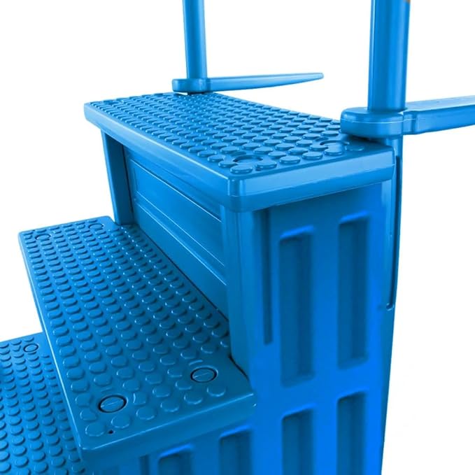 Aqua Select Anti-Slip in-Pool Steps | Blue | for Above Ground Swimming Pools | Can Mount to Decks 48" to 54" H | Safety Stairs Capacity Up to 350 lbs