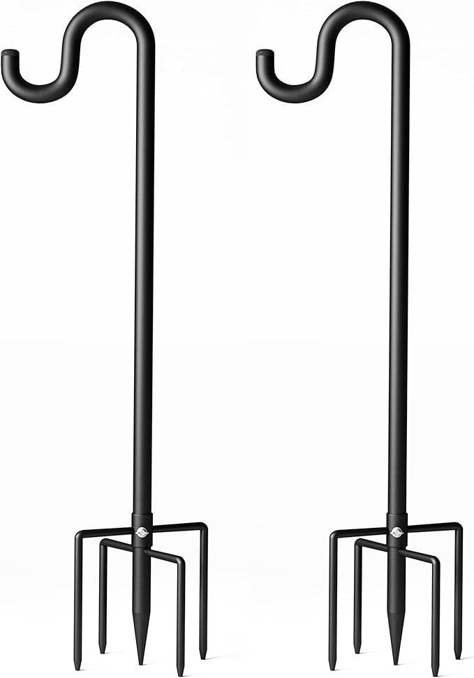 Shepherd Hook for Outdoor, Heavy Duty Bird Feeder Pole with 5 Prong Base, Adjustable Height Bird Feeder Stand Ideal for Hanging Bird Feeders, Plant, and Garden Decorations