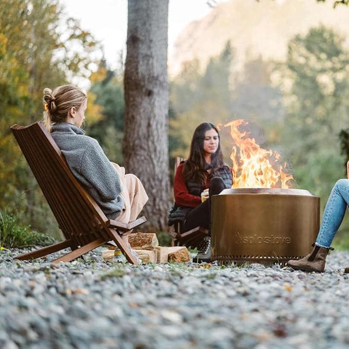 Solo Stove Yukon 2.0, 27 Inch Smokeless Fire Pit with Removable Ash Pan - Wood Burning Portable Stainless Steel Outdoor Fireplace, Stainless Steel, Ideal for 6 or More People, 38 lbs, Bronze