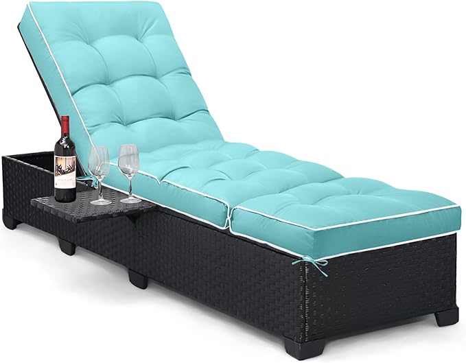Outdoor Chaise Lounge Chair Cushion, Waterproof Non-Slip Patio Chaise Lounge Cushions for Outdoor Furniture, Thickened Patio Pool Lounger Chair Cushion, 76.4 x 22.8 x 4.7 Inches, Teal