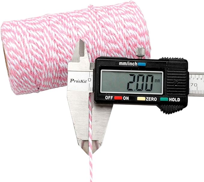 G2PLUS Pink and White Cotton String, 2MM 328 Feet White Pink Cotton Bakers Twine for Crafts, Gift Wrapping, Home Decor, Gift Packaging, Christmas, Mother's Day