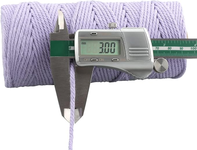 jijAcraft Macrame Cord,3mm x 328 Feet Cotton Macrame Cord,Colored Cotton Cord Macrame Supplies,Macrame Rope Craft Twine String for Macrame & Knitting,Plant Hanger,Wall Hanging,Craft (Light Purple)