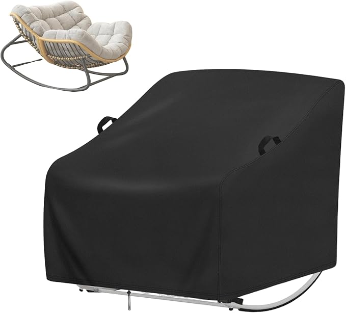 Papasan Rocking Chair Cover,Waterproof Covers for Rattan Wicker Egg Chairs,Outdoor Indoor Lounge Rocker Shield for Patio,Living Room,Bedroom,or Porch (30"W x 41"D x 31"H,1-Pc)