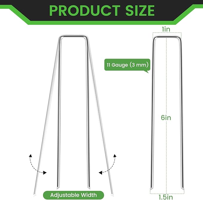 120 Pack 6 Inch Landscape Staples 11 Gauge Heavy Duty Galvanized Garden Stakes, U-Shaped Ground Pins for Weed Barrier Fabric, Drip Irrigation Tubing, Sod, Lawn & Christmas Outdoor Decorations