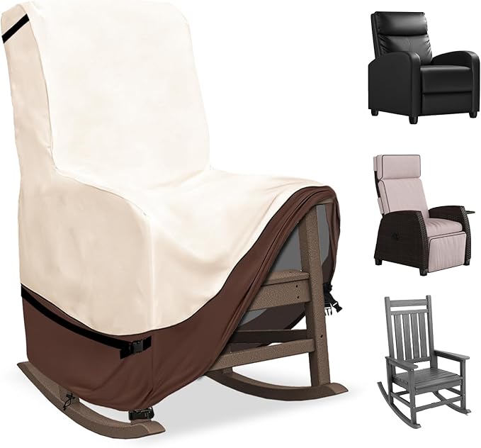 Outdoor Rocking Chair Covers,600D Heavy Duty Waterproof Outdoor Chair Covers,Outdoor Furniture Covers for All Weather Protection
