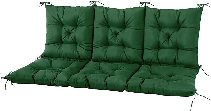 NACATIN 3 Seat Cushion for Outdoor Swing - 60x40 inches, 4" Thick Porch Swing Cushions with Ties and Storage Bag, Waterproof Bench Cushions for Patio, Outdoor, Backyard and Garden (Dark Green)