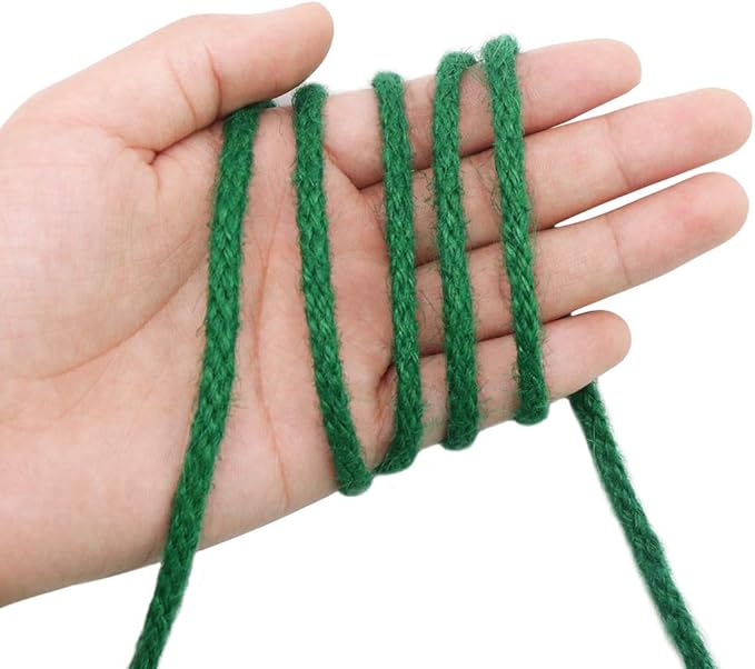 Tenn Well Green Garden Twine, 100 Feet x 5mm Wide Braided Jute Rope for Gardening, Crafting, Packing and Bundling