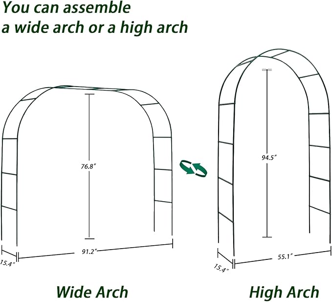100% Metal Garden Arch Trellis for Climbing Plants Outdoor, Assemble Freely 2 Sizes,Pumpkin Archway Outdoor Garden Arbors and Arches for Wedding Party Decoration