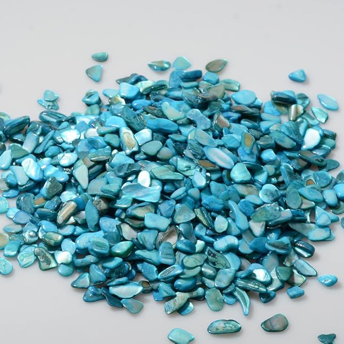 QICQDRAM Crushed Shells for Crafts About 1LB (405g/14.28oz) Small Natural Crushed Shells Bulk for Crafts DIY Beaching Wedding Decoration Vase Fillers (Light Blue)