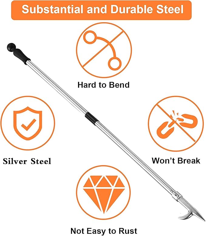 BsBsBest Fire Poker for Fire Pit, 31 Inch Extra Long Portable Campfire Poker for Fireplace, Camping, Wood Stove, Outdoor and Indoor Use, Rust Resistant Stainless Steel Silver Finish