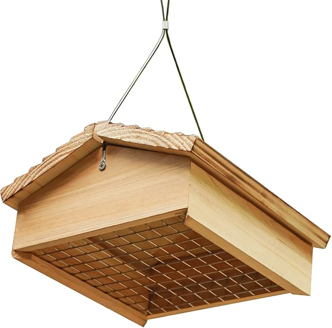 STARSWR Suet Upside Down Bird Feeder,10" x 10" Large Hanging Bird Feeder Outside Suet Cake Feeder Easy to Clean