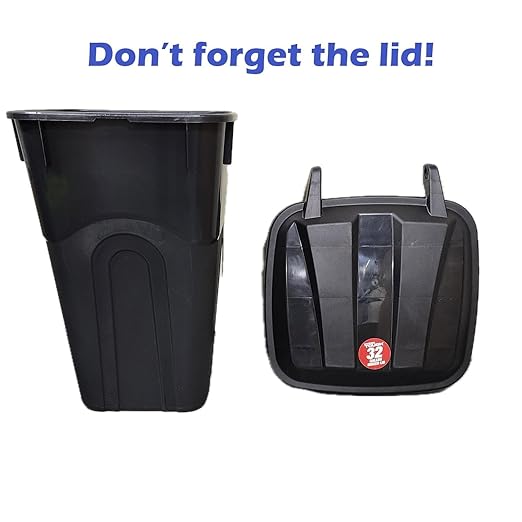 32 Gallon Wheeled Heavy Duty Plastic Garbage Can, Attached Lid, Black