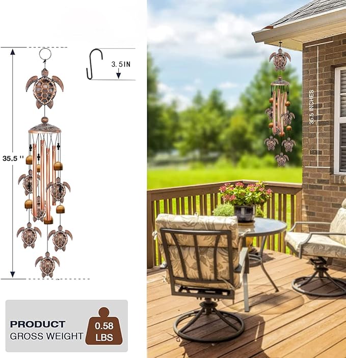 Turtle Wind Chime for Outside,Sea Turtle Gifts for Women,35IN Windchimes Outdoors Clearance,Turtle Decor for Garden Yard Porch Patio Home, Birthday Gift for Mom Grandma Friend