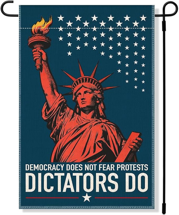 RZHV Democracy Does Not Fear Protests Dictators Do Double-Sided Garden Flag for Outdoor House Yard Sign Garden Decor Parade, Kindness Social Justice Yard Sign, Protest Signs Outdoor Banner