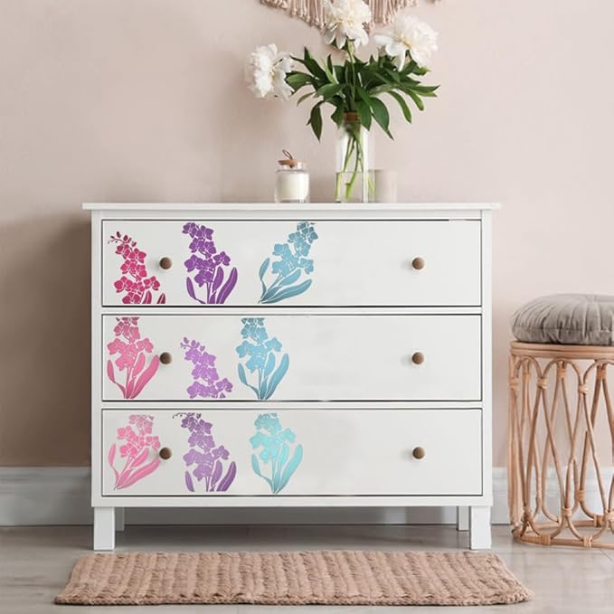 Large Orchid Stencil - Flower Stencils for Painting on Wood, Canvas, Paper, Fabric, Wall, Furniture - Stencils for Crafts Reusable for Art & Pattern Template -Floral Stencil (12x15 inch)