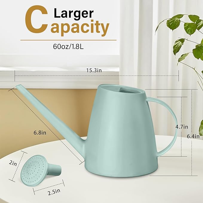 Plant Watering Can - Plastic Indoor and Outdoor - 1/2 Gallon - Green
