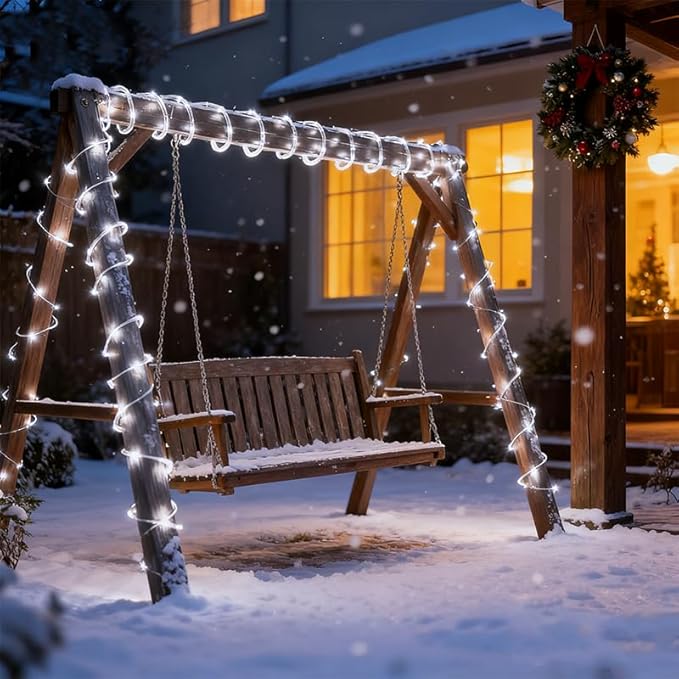 Solar Fairy Lights 33Ft 100 LED Rope Lights for Outside 8 Modes White Fairy Light Solar Outdoor for Patio Fence Party Garden Yard Home Holiday Tree Decoration.