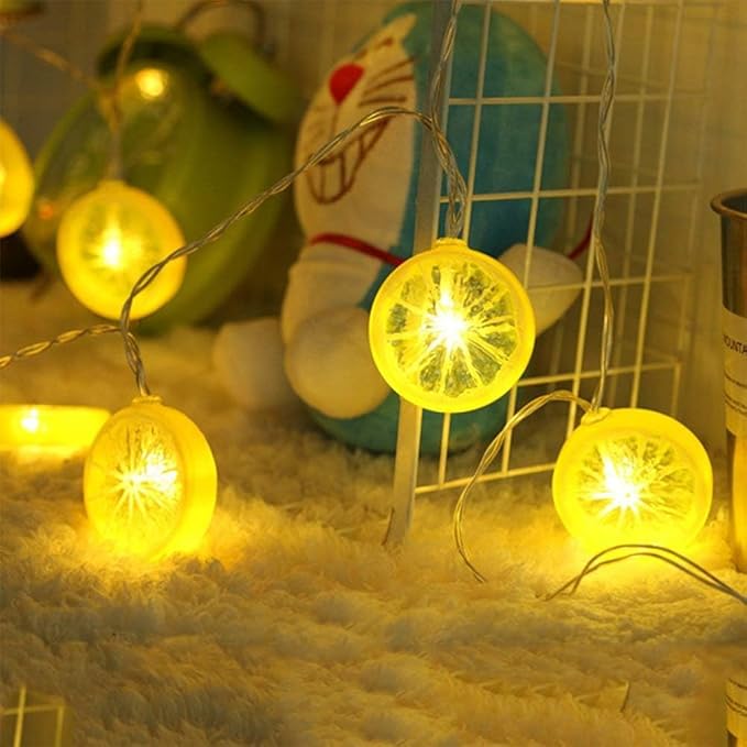 Lemon String Lights, 8.5Ft Summer Patio String Lights with 10 LED Yellow Lemon Slice Lights, Hanging Waterproof Connectable Outdoor Decorative Lights for Indoor Home Garden Christmas Wedding Party