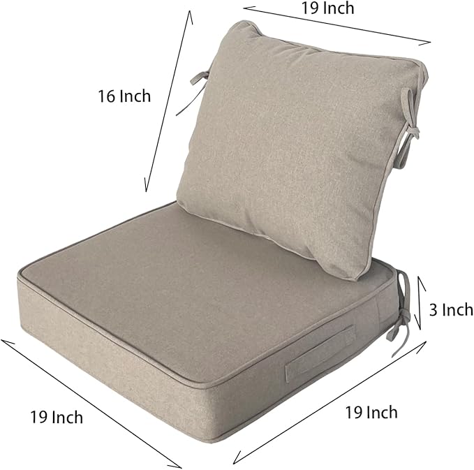 Goodgoods 19"x19" Outdoor Universal Cushion Set of 1 Water-Proof Stain-Resistant UV Resistant Weather Resistant High Resilience Foam Patio Cushions with Handles & Ties Riverbed