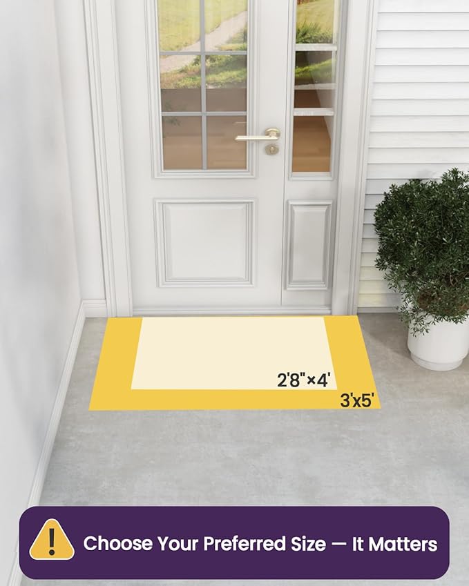 DEXI Front Door Mat Outside Entrance, 3x5 Spring Flower Welcome Doormat, Non Slip Dirt Resist Heavy Duty Entry Mats for Entryway, White and Green