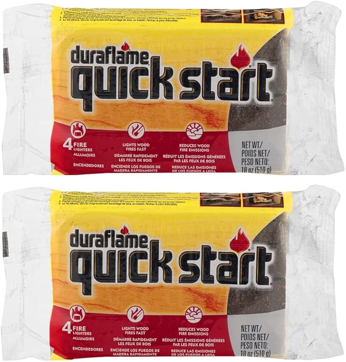 Duraflame Quick Start Firelighters – Easy, Fast-Starting Fire Starters Made with Wax & Recycled Biomass Fibers for Fireplaces, Fire Pits, Wood Stoves & Campfires (2 Pack)