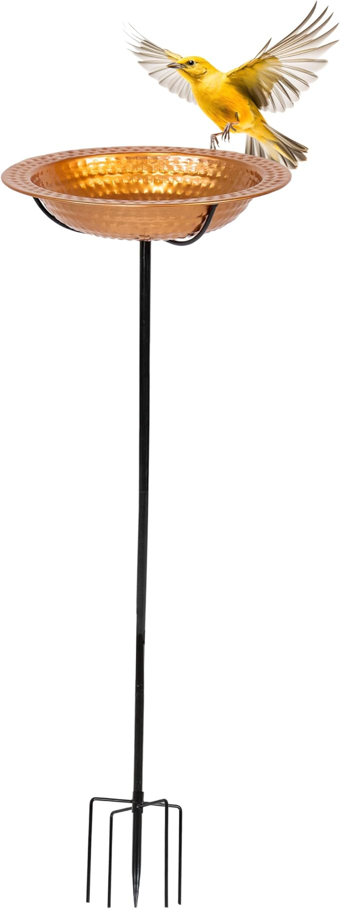 Sunnydaze Copper Bird Bath for Outdoors - Detachable Bird Bath Bowl with Stake - 38" H