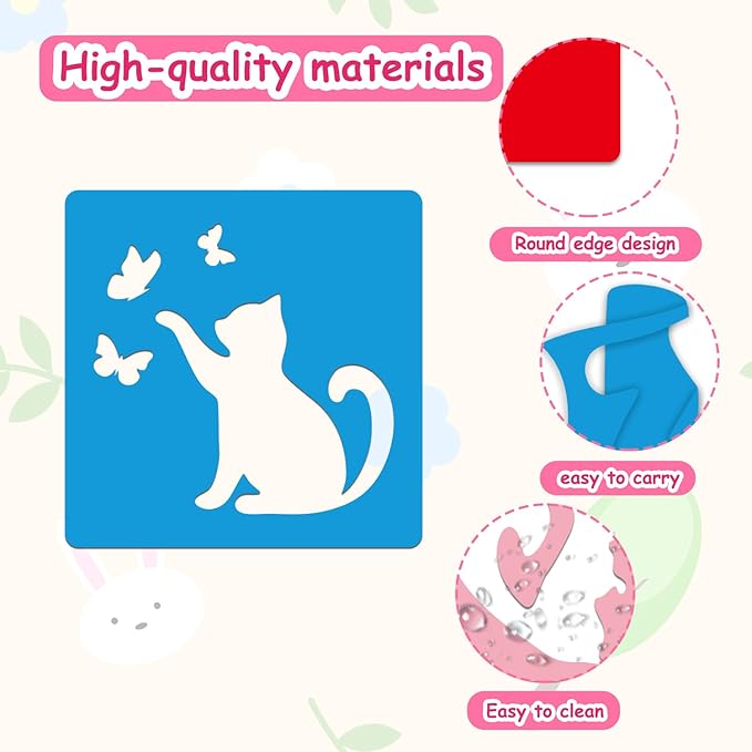 24 Pcs Stencils Girl Themed Sidewalk Chalk Stencils Outdoor Stencil for Painting Simple Style Cute Template 5 Inches