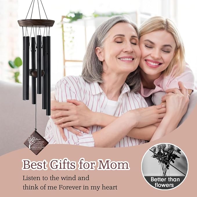 Sympathy Wind Chimes for Loss of Loved One, Memorial Wind Chimes for Outside with Family Tree Sail, Bereavement Gifts for Loss of Mother Father, Remembrance Windchime for Garden Patio