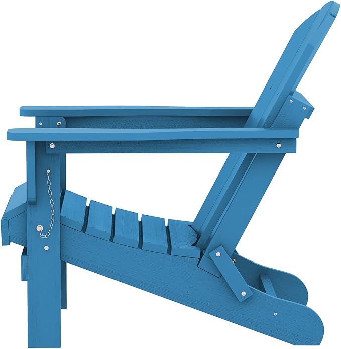 SERWALL Foldable Adirondack Chair Set of 2 for Patio Garden Outdoors Fire Pit Chairs-Navy Blue