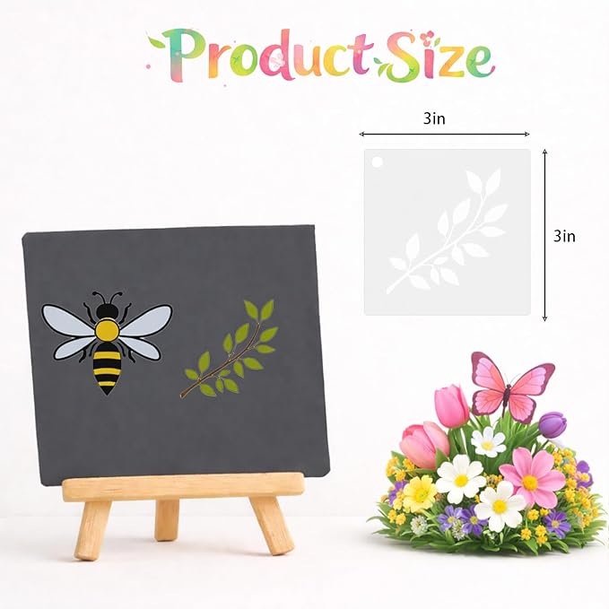 100 PCS Small Flower Stencils for Painting, Reusable Spring Stencils for Wood, Wall, Canvas & Cards, Holiday Crafts(3×3 Inch)