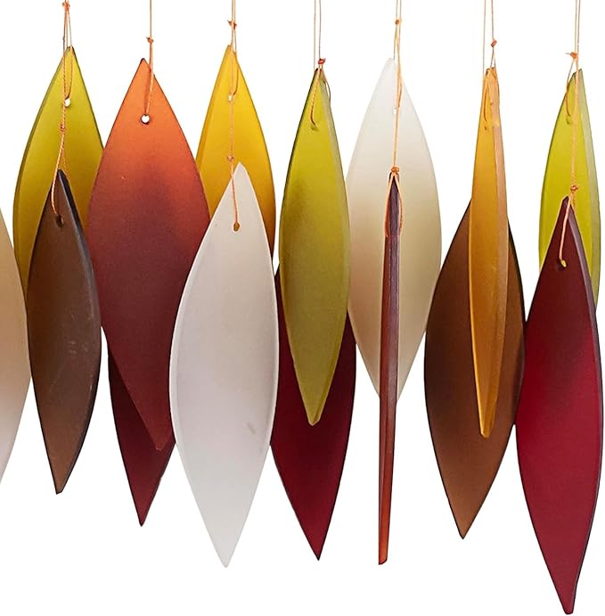 Blue Handworks Desert Sands Glass Chime, Sandblasted Glass and Found Wood Handcrafted Wind Chime