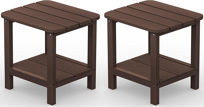 SERWALL Double Adirondack Side Table Set of 2, Rectangular End Table, Coffee