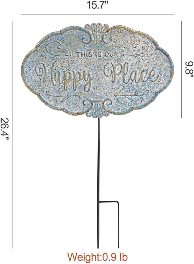 All Chic Outdoor Garden Signs Decorative Yard Sign Stakes Metal Hanging Sign Rustic Outdoor Decor 26.4" x 15.8" Includes Stakes and Hanging Chain