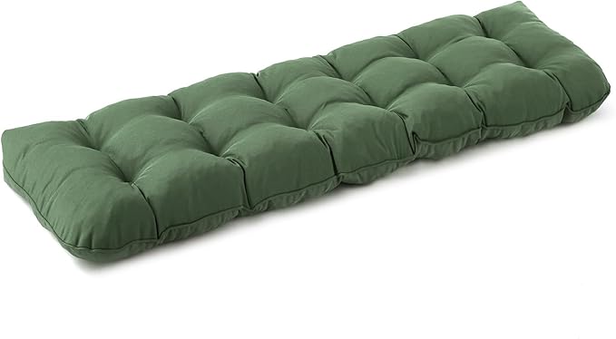 Outdoor Bench Cushion, 59x18x5 Inch, Waterproof Bench Cushion for Outdoor/Indoor Furniture, Tufted Patio Bench Seat Cushion, Fade Resistant Outdoor Cushions for Porch Swing Couch, Dark Green
