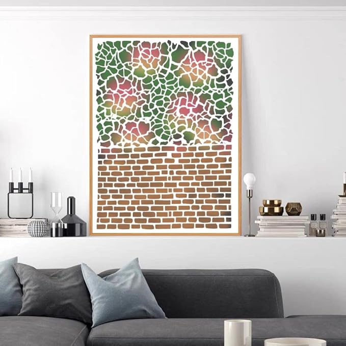 TIAMECH 6 Pcs A4 Reusable Graffiti Stencils for Painting - Mosaic Web Brick Texture Layering Templates, DIY Wall Art, Wood Furniture, Scrapbook & Crafts (8.3x11.7inch)