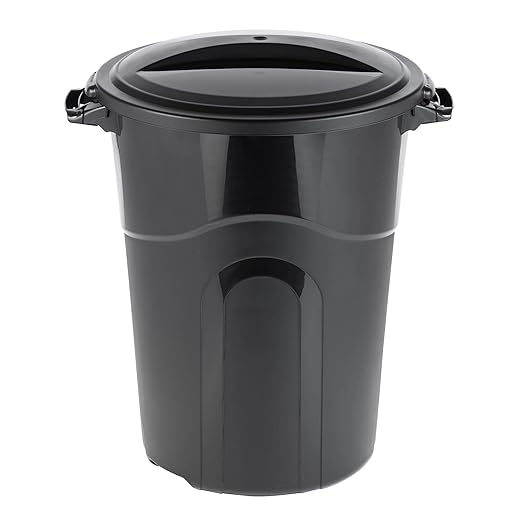 32 Gallon Trash Can with Click Lock Lid, Heavy-Duty Injection Molded Plastic Wastebasket, Large Garbage Bin for Kitchen, Outdoor, Commercial Use